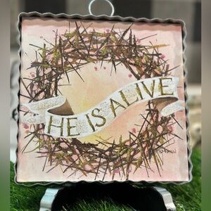 He is Alive Mini Print with Galvanized Frame